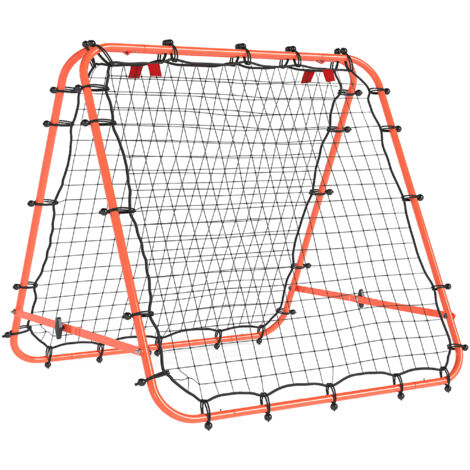 Double Sided Football Rebounder Net, Football Rebound Goal with Five Adjustable Angles, Orange (1/5)