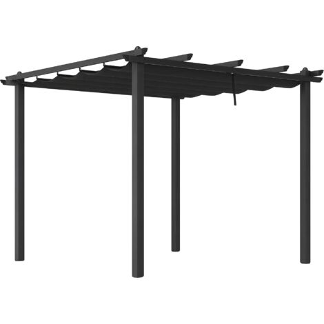 3 x 3m Aluminium Pergola, with Retractable Roof - Dark Grey (1/5)