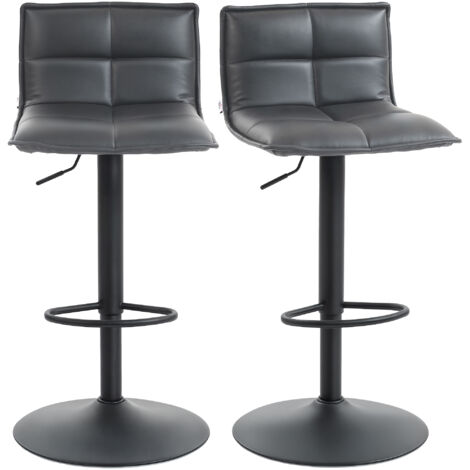 Set of Two Modern Faux Leather Bar Stools - Dark Grey (1/5)