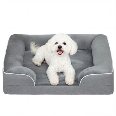 PawHut Dog Sofa Bed, Washable Pet Bed with Removable Cover and Non-Slip Bottom for Cats and Small Dogs, Grey (1/5)