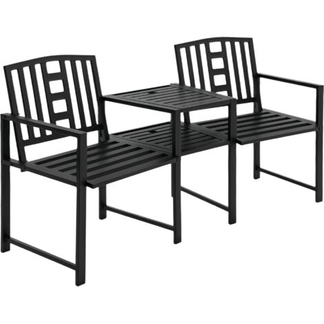 2 Seat Garden Chair Bench Loveseats w/Coffee Table Slatted Design Patio Yard (1/5)