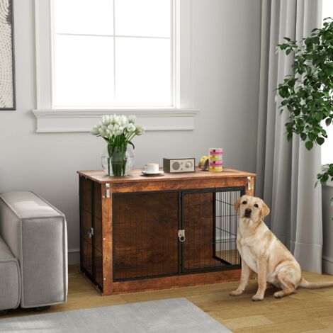 Dog Crate Furniture with Openable Top, Two Doors, for Large Dogs ...