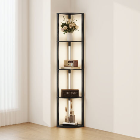 Corner Floor Lamp for Living Room Bedroom with Dimmable Warm White LED Light, Modern Tall Standing Lamp, Black (1/5)
