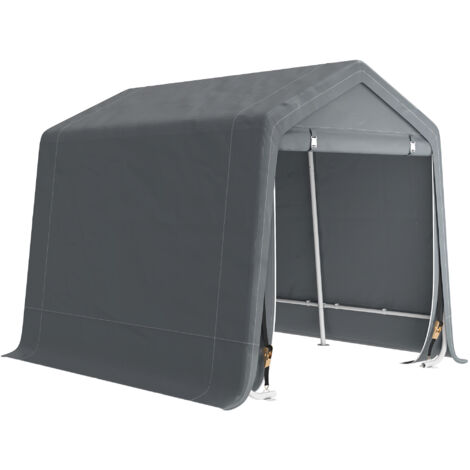 8 x 6.5 ft Outdoor Garden Storage Shed, Waterproof Bike Tent w/ Double Roll-up Zipper Door for Garden Tools, Dark Grey (1/5)