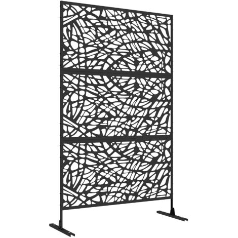 Metal Decorative Privacy Screen Outdoor Divider, Black Twisted Lines (1/5)