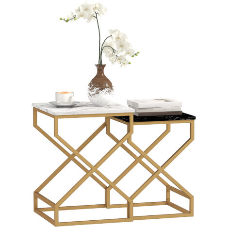 Set of Two Marble-Effect Nesting Tables (1/5)