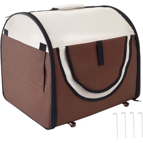 Pawhut Folding Fabric Soft Pet Crate, 46Lx36Wx41H cm - Brown (1/5)