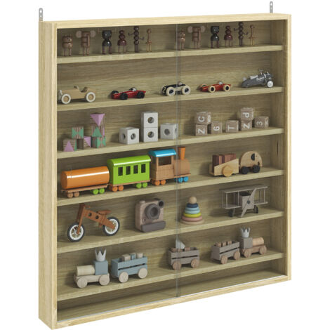 Six Shelf Display Cabinet, with Glass Doors - Oak (1/5)