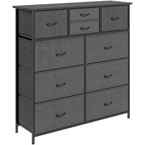 Bedroom Chest of Drawers, 10 Drawer Dresser with Foldable Fabric Drawers and Steel Frame, Black (1/5)