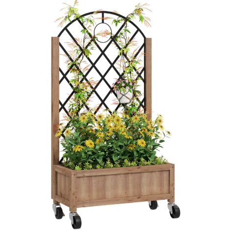 Wooden Planter, with Metal Trellis - Brown/Black (1/5)