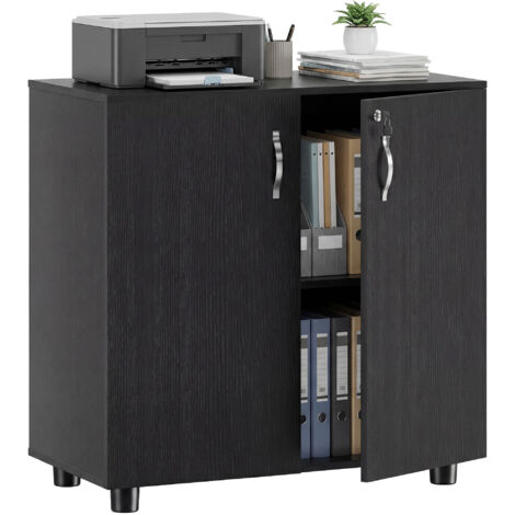 Two-Tier Locking Office Storage Cabinet - Black (1/5)