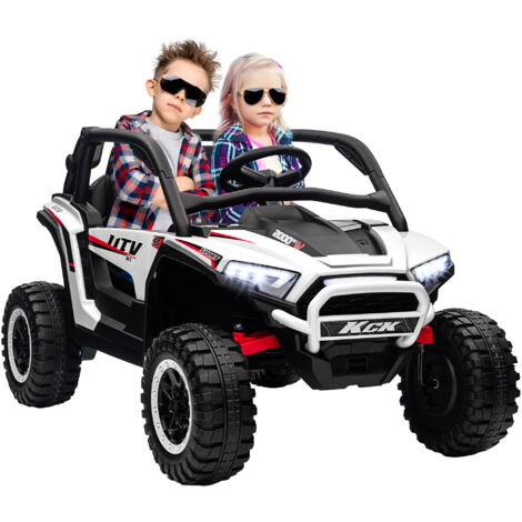 2 Seater 24V 7AH Ride on Truck, Battery Powered Electric Ride On Car w/ Remote, Suspension, 3 Speeds, White (1/5)