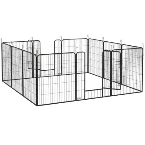 12 Panels Heavy Duty Puppy Playpen, for Small Dogs, Indoor and Outdoor Use - Silver (1/5)