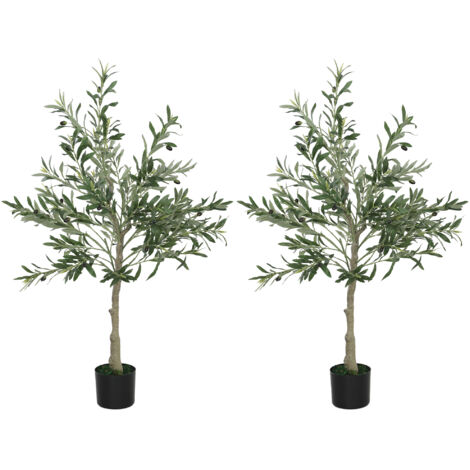 Set of Two Silk Leaf Artificial Olive Trees (1/5)