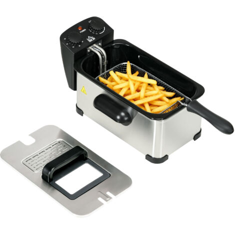 3 Litre Stainless Steel Deep Fat Fryer with Adjustable Temp, 60min Timer, Viewing Window and Safety Cut Out, 2000W (1/5)