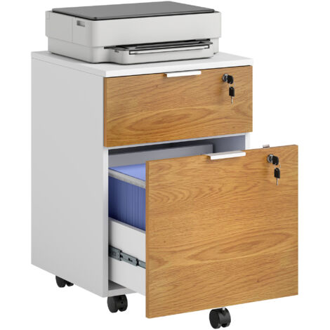 Two-Drawer Lockable Filing Cabinet - Wood Effect (1/5)
