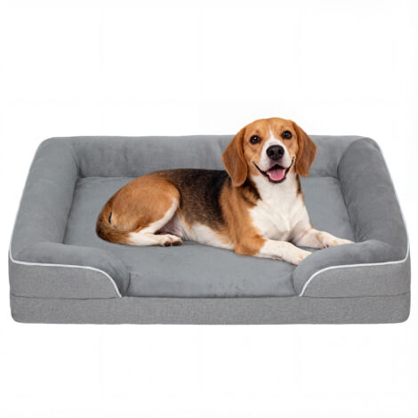 PawHut Dog Sofa Bed, Washable Pet Bed with Removable Cover and Non-Slip Bottom for Cats, Small and Medium Dogs, Grey (1/5)