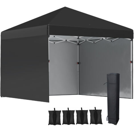 3 x 3 (M) Pop Up Gazebo Event Shelter, Height Adjustable Party Tent with 3 Sidewalls, Weight Bags and Wheeled Bag (1/5)