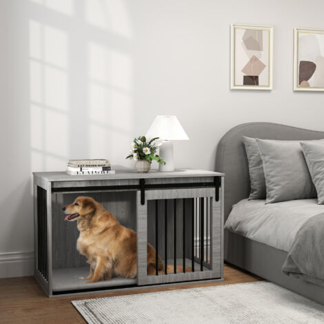 118cm Dog Crate Furniture with Removable Cushion for Extra Large Dogs ...
