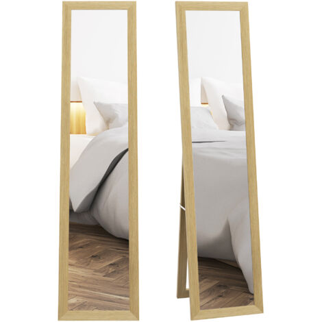 Full Length Mirror, 37 x 157 cm, Hanging or Freestanding, Rectangular Glass Full Body Mirror with Frame for Living Room, Bedroom, Cloakroom, Natural (1/5)