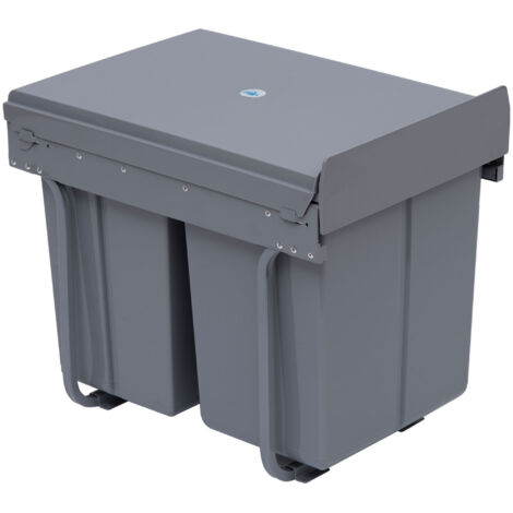 Pull Out Bin with Soft Close and Handle, Kitchen Under Sink Bin with 3 Removable Compartments for Recycling and Waste, 40L (1x20L+2x10L), Grey (1/5)
