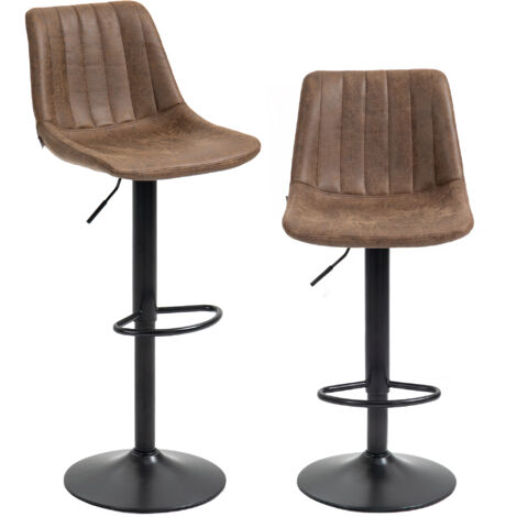 Set of 2 Leathaire Tub Bar Stools - Brown (1/5)