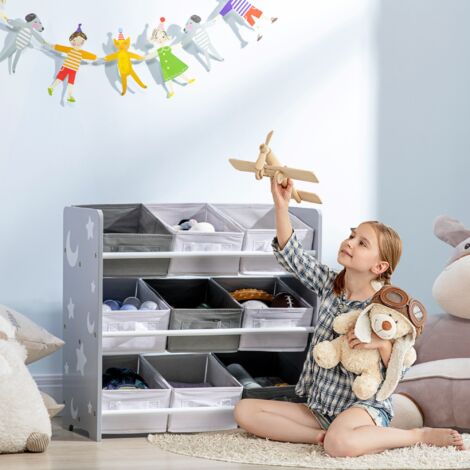 ZONEKIZ Kids Storage Rack, with Nine Removable Baskets, for Nursery ...