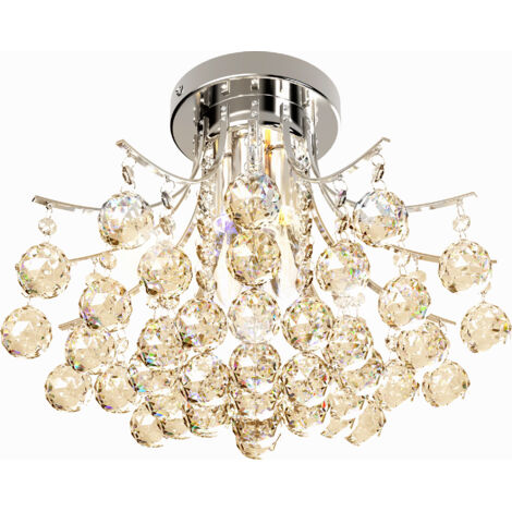 Crystal Chandeliers, 40cm K9 Droplets Ceiling Light with 3 E14 Bulb Base, Pendant Lights for Living Room, Bedroom, Dining Room, Hallway, Kitchen (1/5)