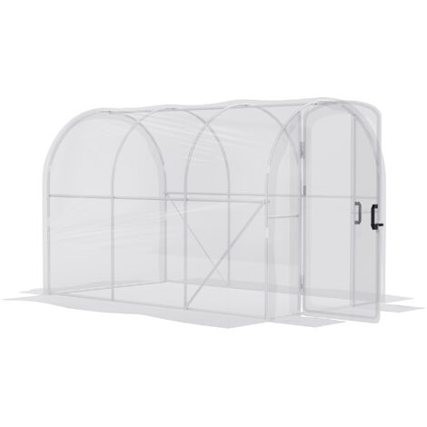 Polytunnel Greenhouse Walk-in Grow House with PE Cover, Door and Galvanised Steel Frame, 3 x 2 x 2m, Clear