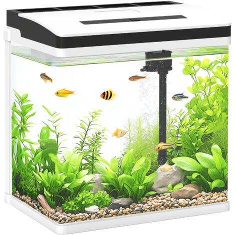 28L Glass Aquarium Fish Tank with Filter, LED Lighting, for Betta, Guppy, Mini Parrot Fish, Shrimp, 38 x 26 x 39.5cm (1/5)