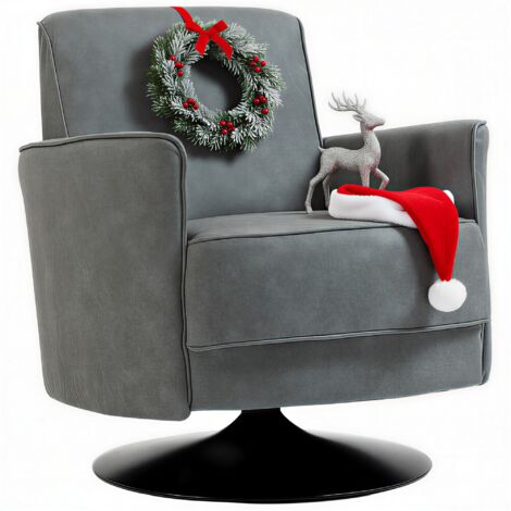 Upholstered Swivel Accent Chair with Thick Padding, Grey (1/5)
