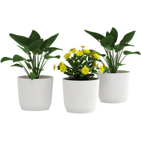Set of Three Ф22cm Planters - White (1/5)