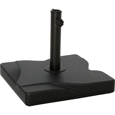Outsunny 20kg Square Parasol Base Outdoor Garden Cement Umbrella Weight Stand Holder, Fits Φ32mm,Φ38mm,Φ48mm Pole, Black (1/5)