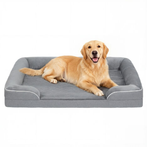 PawHut Dog Sofa Bed, Washable Pet Bed with Removable Cover and Non-Slip Bottom for Small, Medium and Large Dogs, Grey (1/5)