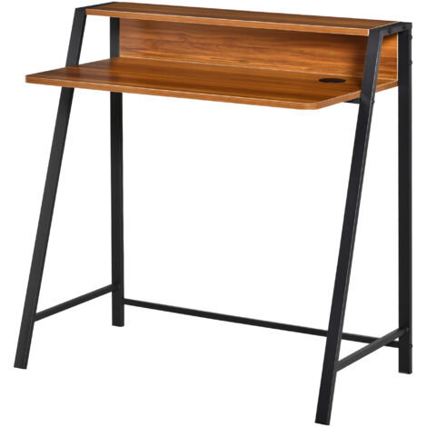 Writing Desk Computer Table Home Office PC Laptop Workstation Storage Shelf 84L x 45W cm Walnut (1/5)