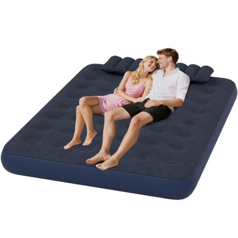 Inflatable King Size Air Bed, with Built-In Hand Pump - Blue (1/5)