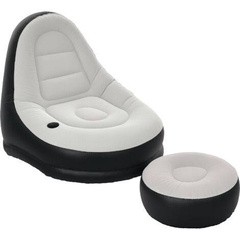Inflatable Tub Chair and Footstool, Grey (1/5)