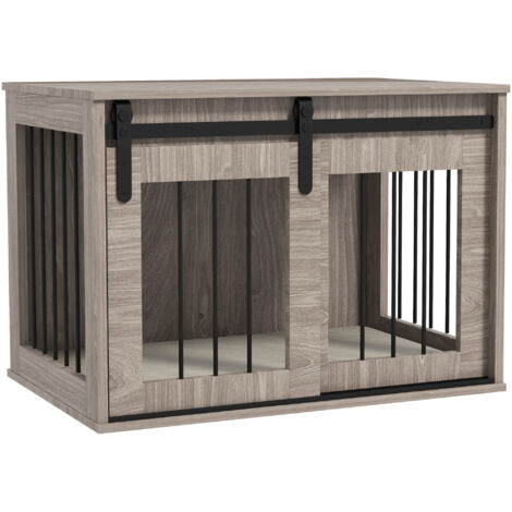 Dog Crate Furniture with Removable Cushion for Medium Dogs, 80 x 54 x 57cm - Brown