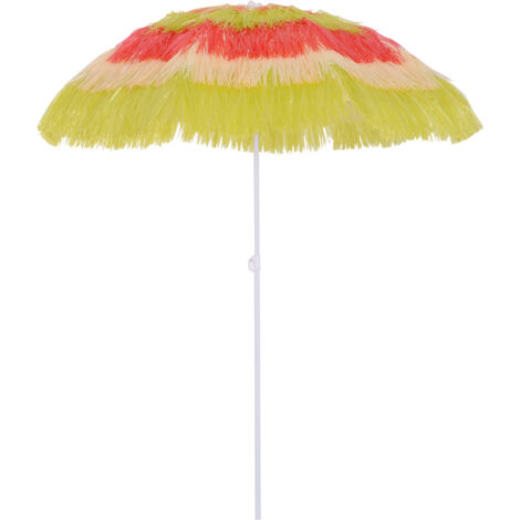 Outsunny 1.6m Garden Hawaii Parasol, Patio Beach Sun Umbrella Sunshade Hawaiian Folding Tilting Crank Parasol (Multicolour) (1/5)