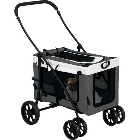 Foldable Dog Stroller, Pet Travel Crate, with Detachable Carrier, Soft Padding, for Mini, Small Dogs - Grey