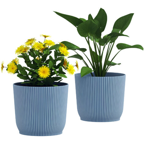 Set of Two Ф22cm Planters - Blue (1/5)
