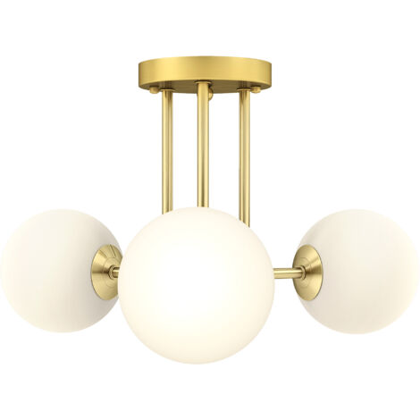 LED Ceiling Light with Globe Shades, Modern 3-Light Ceiling Light with G9 Sockets for Living Room, Bedroom, Dining Room, Bulbs Not Included, Gold Tone (1/5)