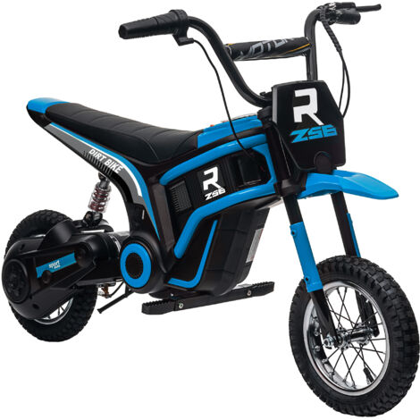 24V Electric Motorbike with Twist Grip Throttle, Music, Horn, 12" Pneumatic Tyres, 16km/h Max Speed - Blue (1/5)