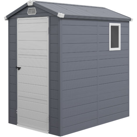 4.4ft x 6.2ft Aluminium Frame and Plastic Wall Shed, with Foundation - Grey (1/5)