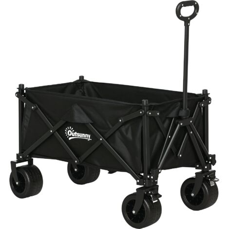 Folding Garden Trolley, Outdoor Wagon Cart with Carry Bag, for Beach, Camping, Festival, 120KG Capacity, Black (1/5)