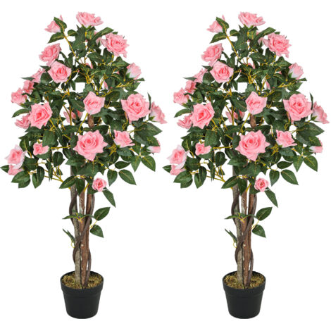 Set of Two Faux Rose Plants, with Pots (1/5)