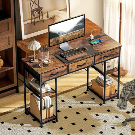 120cm Computer Desk with Power Outlets, Office Desk Study Table with ...