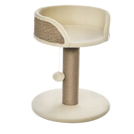 PawHut Cat Tree Cat Scratching Post for Indoor Cats Kitten Play Tower Activity Centre Climbing Stand with Dangling Ball Beige (1/5)