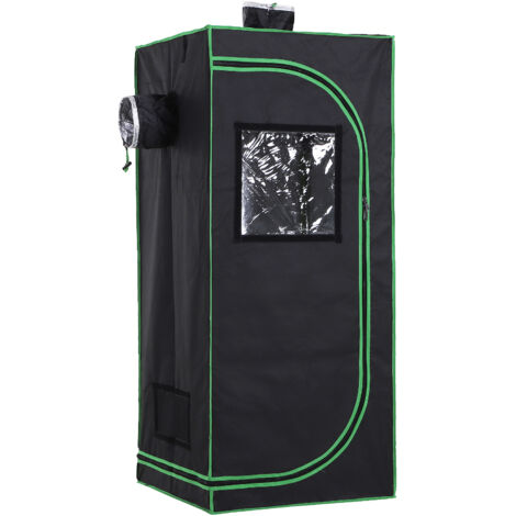 Outsunny Grow Tent Reflective Mylar Hydroponic with Adjustable Vents and Floor Tray for Indoor Plant Growing, 60 x 60 x 140 cm (24.5" x 24.5" x 55") (1/5)