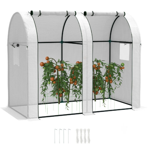 94 x 185cm Mini Two-Room Greenhouse - White (1/5)